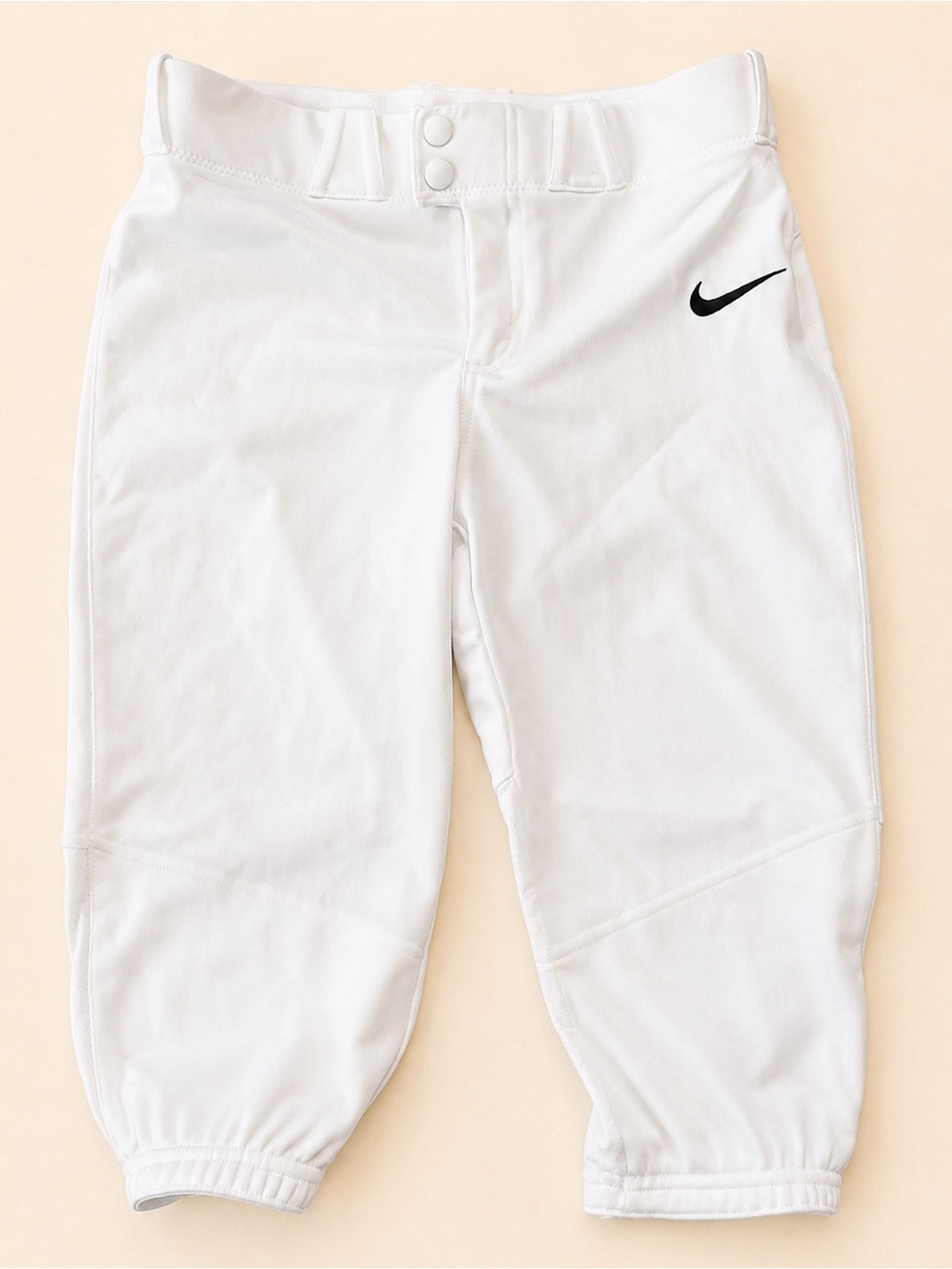 Nike White Baseball Knickers Pants with Black Swoosh NWOT